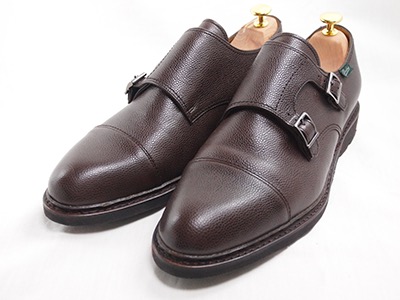 Brown “Poe" double monk strap shoes by Paraboot
