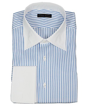 Striped contrast collar shirt by Azabu Tailor