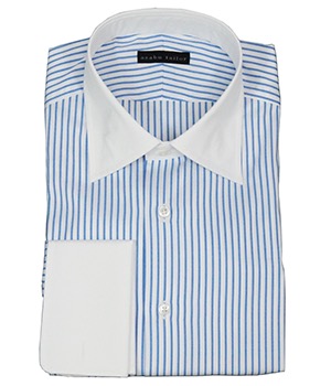 White striped contrast collar shirt by Azabu Tailor