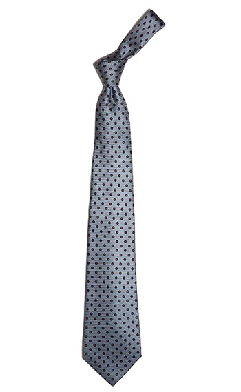 「ボレッリ」のシルバーのドット柄のネクタイ