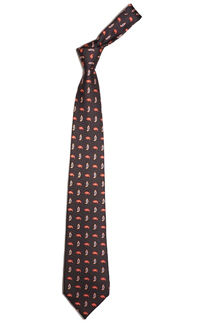 「ルイジ ボレッリ」のペイズリー柄の茶色いネクタイ