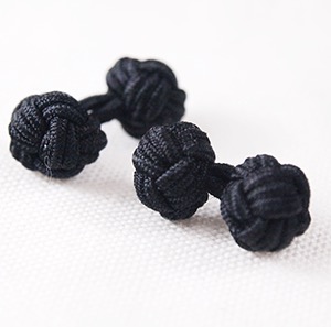 Black silk knot cufflinks