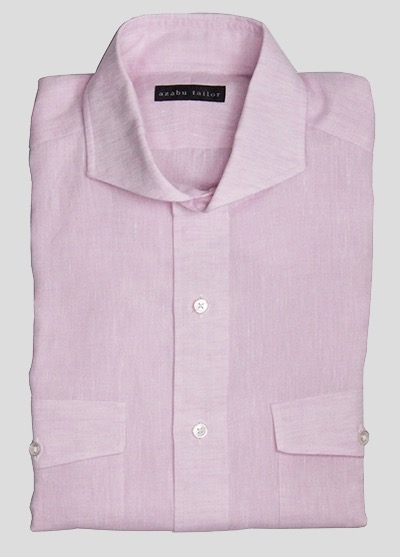 Pink linen shirt by Azabu Tailor